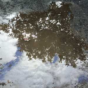 水たまりに映った青空